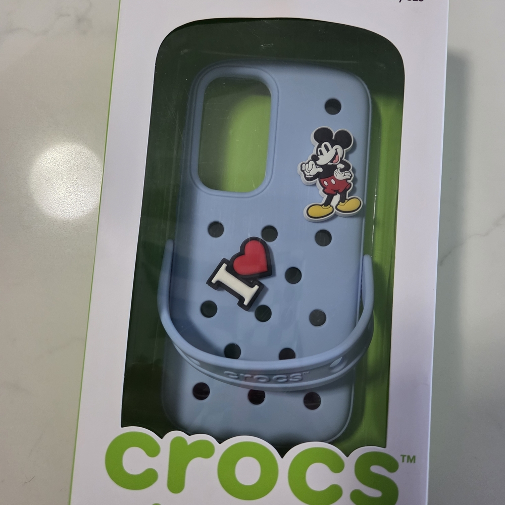 CROCS Light Blue Phone Case with Mickey & Heart Charms